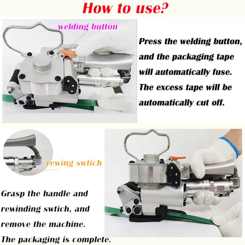 Heavy Duty Handheld Pneumatic Strapper For Pet Strap And Pp Band Portable Packing Tool No Sweat Operation Cranks Out Secure Bands Fast For Warehouse And Factory Floor Hustles