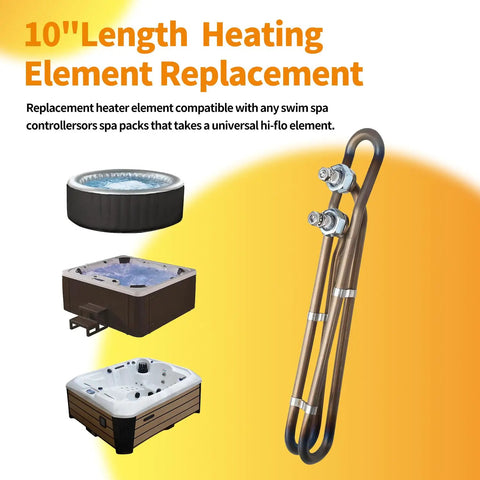 4kW 240V Hot Tub Heater Element Replacement For Balboa Spa And Flo Thru Universal Heating Element Compatible With Gecko Hydro Quip Acura Spas Coleman Watkins Dimension One displayed with spas.