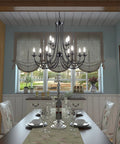 Farmhouse Twelve Light Candle Chandelier Black Wrought Iron Pendant Light 2 Tier Rustic Industrial Ceiling Fixture in dining room