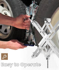 Installing X Style Tandem Axle RV Stabilizer Wheel Chocks Pair For Travel Trailer And Camper, Heavy Duty Scissor Locking