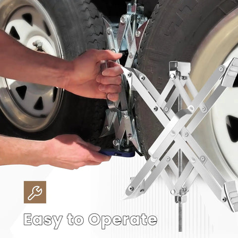 Installing X Style Tandem Axle RV Stabilizer Wheel Chocks Pair For Travel Trailer And Camper, Heavy Duty Scissor Locking