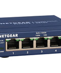 Side view of 5 Port Gigabit Ethernet Unmanaged Switch GS105NA for home or office use with plug and play capability