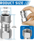 2 Pack M22 to 14mm Pressure Washer Swivel Fittings, Anti Twist Connector Joint, 360 Degree Kink Free Swivel for Gun and Hose, Stainless Steel, Handles Up To 5000 PSI showing 22mm and 14mm size