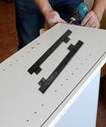 Heavy Duty Steel Keyboard Drawer Slides For Computer Desk Side Mount Keyboard Trays Ultra Smooth Glides being installed.