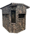Kick Ass Solid 6X8 Wooden Deer Blind Featuring Hella Warm R6 Insulation Panels Amish Crafted hunting shooting house with camo exterior.