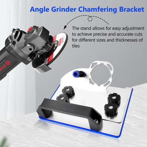 Heavy Duty 45 Degree Tile Chamfering Tool And Ceramic Angle Grinder Attachment with adjustable angle precision bracket.