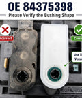 Front Grille Active Aero Shutter Actuator Motor Direct Replacement For 84375398 showing correct and incorrect bushing shapes.