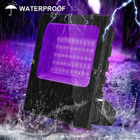 Heavy Duty 120W Outdoor UV Black Light Floodlight 395nm IP66 Waterproof With Tempered Glass Lens Two Pack For Epic Glow Parties