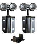 Heavy Duty Exterior Sliding Door Roller Hanger Kit, 2 Pack, 300 Lb Capacity, Nylon Coated Wheels, Adjustable Barn Door Hangers With L Guides, Fits Doors From One And Three Eighths Inches Thick To Two Inches Thick