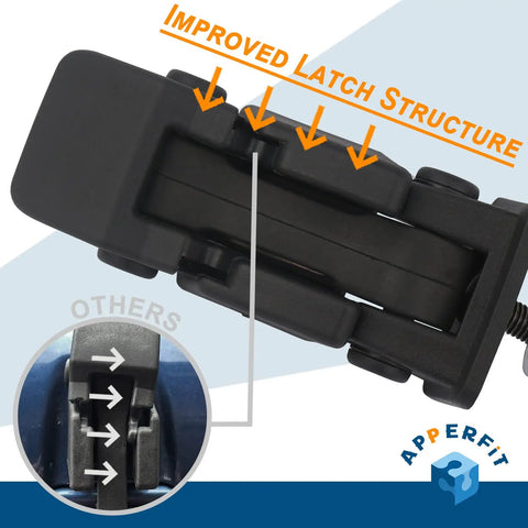 Close-up of Jeep Wrangler Hood Latch With Catch Bracket And Rubber Strap 55395653AG showing improved latch structure