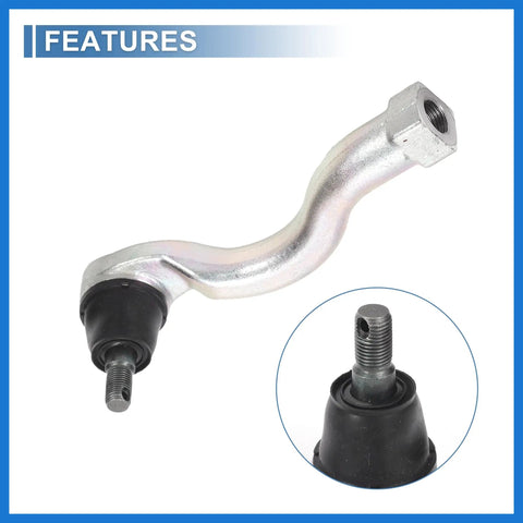 Front Outer Tie Rod End Links Kit For Mitsubishi Montero 2001 2002 2003 2004 2005 2006 Upgrade Suspension And Steering Drag Link Replacement Durable OE Fitment ES800448 ES800447 MR508136 MR508135 silver tie rod end with black rubber boot and threaded stud