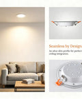 VOGHMOLD 12W LED Recessed Ceiling Light Glass Panel Downlight 6 inch installed above a living room couch, ultra-slim design.