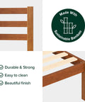 Close-up of Full Size Bamboo Platform Bed Frame With Sleek Slatted Headboard showing slat support and durable construction.