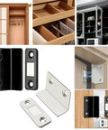 Ultra Slim L Shaped Cabinet Magnetic Catch Heavy Duty Adhesive Door Latch For Tight Corners And Slick Sliding Panels Black in use