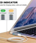 Magnetic USB C T Tip Charging Adapter With Two Heads For Type C 100W Fast Charging No Fuss Power Up Works With 2013 2014 2015 MacBook Pro And MacBook Air showing LED indicator
