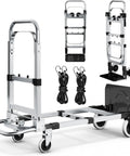 Heavy Duty 600 Lb Hand Truck featuring rock solid build, showcasing folding design, rubber wheels, and non-slip handles.