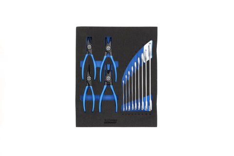 TS-308 Tool Assortment in Check Tool Modules 308-Piece Set With Metric Tools and Two-Color Foam Inserts showing pliers and wrenches