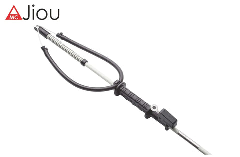Travel-Ready Glass-Fiber Hawaiian Sling With 3-Piece Modular Poles, sleek design featuring a black handle close-up view
