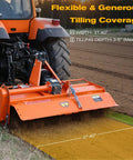 3 Point Rotary Tiller Attachment For Cat 1 Tractors 37 Inch Working Width 4.7 Inch Max Depth 540 RPM Gearbox PTO Driven