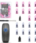 21 Piece Tire Repair Kit With Premium Spiral Screw In Plugs, Quick Puncture Fix In Minutes, includes screwdriver, tire with plug.