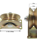 Front view of MLHpeak V-Type groove wheel heavy-duty rigid caster with bracket, 3-in, pack of 2