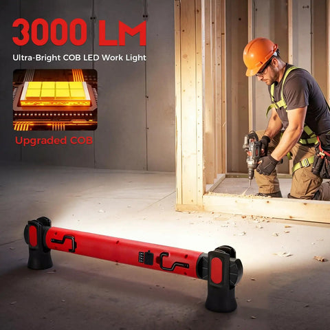 Durable Ultra Bright Magnetic Work Light With 3000 Lumens Cordless Rechargeable LED Bar 5200mAh Battery Hooks Portable Under Hood Illumination For Car Repair Garage Inspections And Emergency