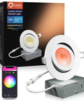 Lumary Smart Gimbal Recessed Lighting 4 Inch with adjustable color changing light and matching app.