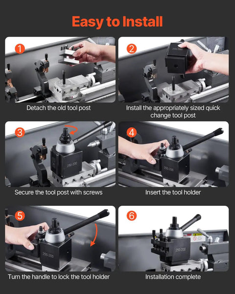Installation steps of 8-Piece Quick Change Tool Post Set For 10 To 15 Inch Lathes with M16x1.5 threaded interface