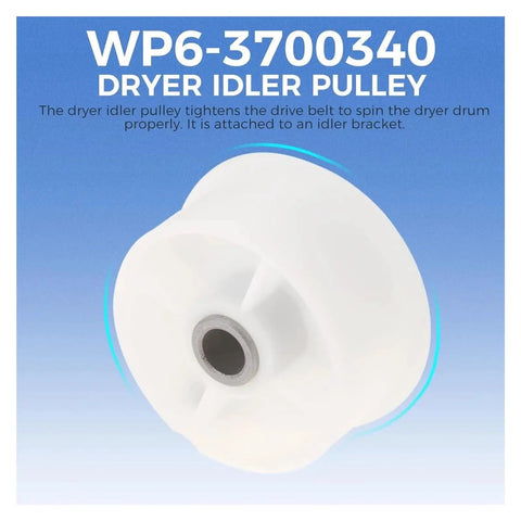 WP6-3700340 Dryer Roller Bearing Idler Pulley Belt Kit Built Tough With Engineered Plastic Fifty Percent Wear Resistance Quiet Low Noise Design Deformation Resistant Boosts Drying Efficiency And Slashes Cycle Time white dryer idler pulley