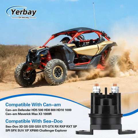 Starter Solenoid Relay for Defender HD5 HD8 HD10 and Maverick Max 1000R 2014 2017 Replacement OEM Part Numbers 278001802 278003012 278002347 278001641 278000513 278001376, black 12V relay