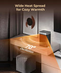 Room with Space Heater With Motion Sensor Portable Indoor Ceramic Heater 1500W Oscillating with 70° angle.