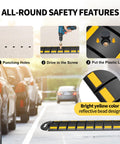 Heavy Duty Rubber Speed Bump 6.4 Ft Portable For Driveways And Roads installation process and bright yellow reflective bead detail