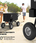 80 Quart Rolling Cooler Wagon With Long Handle And 10 Inch Wheels For Beach Patio Party Beers And Beverages On The Go Portable Ice Chest Keeps Drinks Cold For Hours With Easy Roll Mobility And Weatherproof Design on sandy beach.