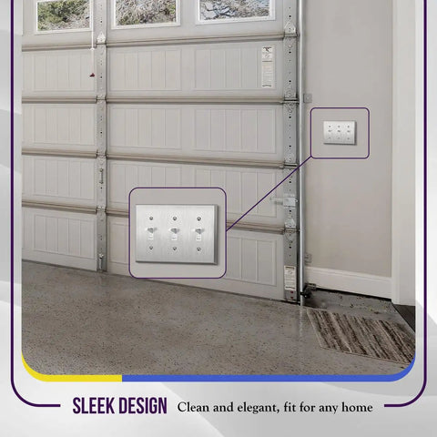 Stainless Steel Wall Plate For Toggle Switches 3 Gang 4.50 By 6.38 Inches Corrosion Resistant Cover Brushed Silver Finish in garage