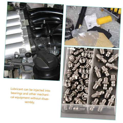 Grease Fitting Assortment Kit Zinc Plated Straight And Angled Zerk Fittings For Machinery Lubrication High Pressure Coupler