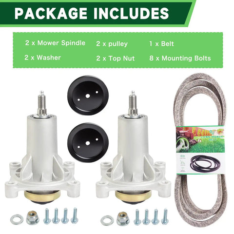 Mower Deck Spindle Kit For Husqvarna YTH22V46 YTH20K46 YTA22V46 YTH18K46 2346XLS Lawn Mower Parts Includes 2 Spindles 2 Pulleys And Belt OEM
