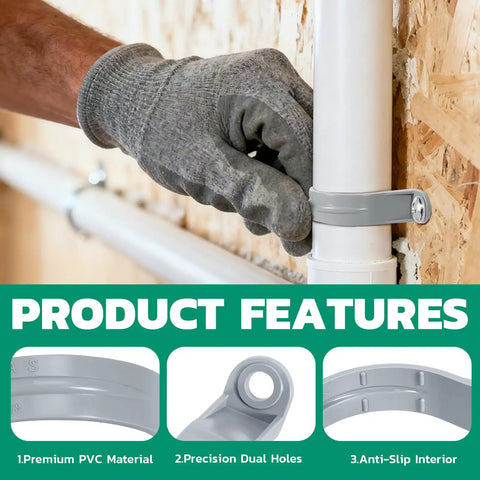 Heavy Duty 1 Inch Pvc Pipe Straps 16 Pack 2 Hole Plastic Conduit Clamps being installed on a wall for cable management.