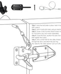 Installation guide for Tough As Nails Heavy Duty Gate Latch With Cable Pull For Wooden Fence, showing components and steps.