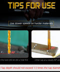 Tips for using 8-32 UNC Tap And No 29 Drill Bit Set With M2 HSS Drill Bit in stainless steel, emphasizing correct angles and speeds.