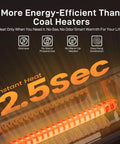 Infrared Patio Heater 1500W With Remote, 2.5 Second Instant Heat, Memory Function, 4 Heat Levels, IP65 Waterproof Indoor Outdoor Space Heater For Garage And Backyard Black; instant heat feature displayed.