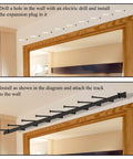 Installation guide showing Ten Piece Barn Door Spacers Set For 2 Inch Sliding Barn Door Hardware with track and wall anchors.