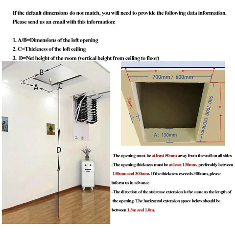 Hassle Free Heavy Duty Electric Attic Pull Down Ladder Featuring Smart Remote Operation Telescoping Folding Loft Staircase Ceiling Mount Holds Up To 1102 Pounds Smoothly illustrated with size measurements.