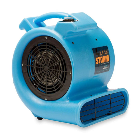 One Half Horsepower Heavy Duty Air Mover, Lightweight Carpet Dryer And Floor Blower, Blue, side view of high velocity airflow unit