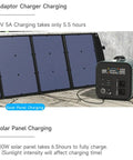 Go Anywhere 500W Solar Generator For Off Grid Power, Camping And Emergency Use shown with solar panel charging on a wooden surface