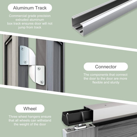 48 Inch Bifold Door Hardware Kit For Four Doors Aluminum Top Mounted Sliding Barn Door Track System with Three Wheel Hangers