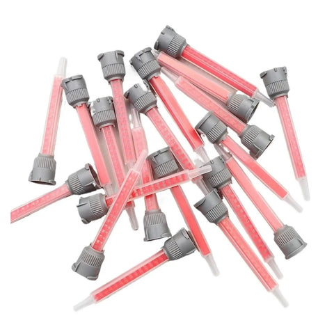 Cnc Eccentric Clamps 500 Pack Epoxy Adhesive Mixing Nozzles For Static Dual Cartridge Tubes Mixes Perfectly 10 To 1, gray and clear nozzles.