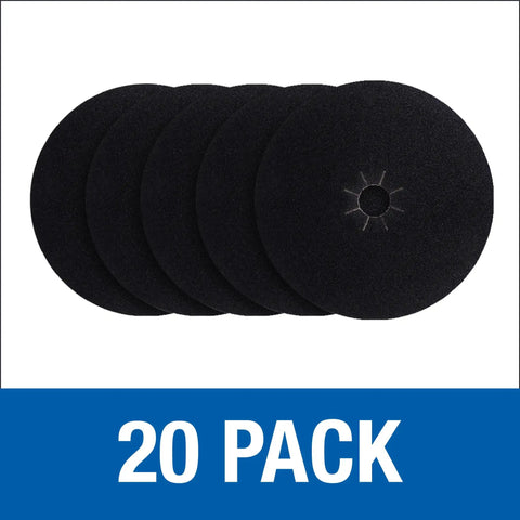 Silicon Carbide Floor Sanding Disc For Hardwood And Concrete, 20 Inch Diameter, 2 Inch Center Hole, 20 Pack displayed in a row