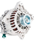 Beefy Direct Replacement Alternator For F150 4.6L And 5.4L V8 Models 2004 2008 Heritage Expedition 5.4L 2005 2006 Lincoln Mark LT 2006 2008 Not For SVT Lightning Plug And Play Power Upgrade visible in silver with S6 pulley and IR regulator visible on a white background.