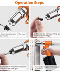 Heavy Duty Pneumatic Rivet Gun Is A Powerhouse Beast With 3924Lbf Pull Force And Five Nosepieces steps for operation.