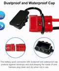 2 Pc 50A Battery Quick Connector Cables 1.64ft 8Awg Heavy Duty features a dustproof waterproof cap for cable protection.